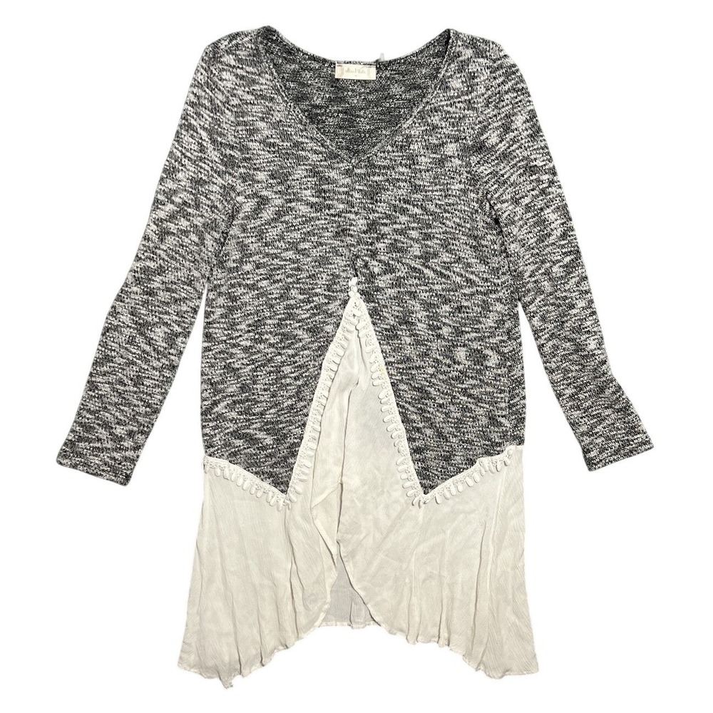 Altard State Women's Marled Gray White‎ Layered Sweater Tunic Size M Boho Chic